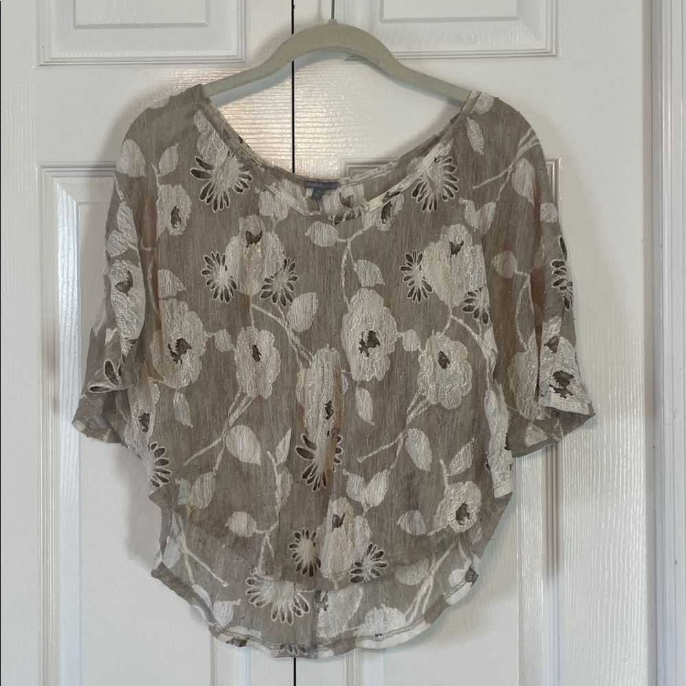 Charlotte Russe Taupe and White Floral Cropped Top